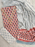 FLORAL PRINTED COTTON GOTA PATTI SUIT WITH COTTON DUPATTA
