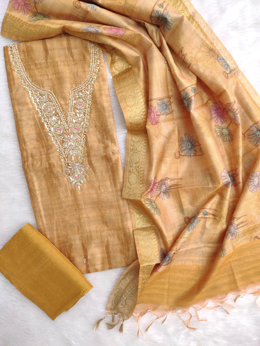 NEW LAUNCH                                    ELEGANT CHANDERI GOTA PATTI SUIT SET WITH CHANDERI DIGITAL PRINTED DUPATTA