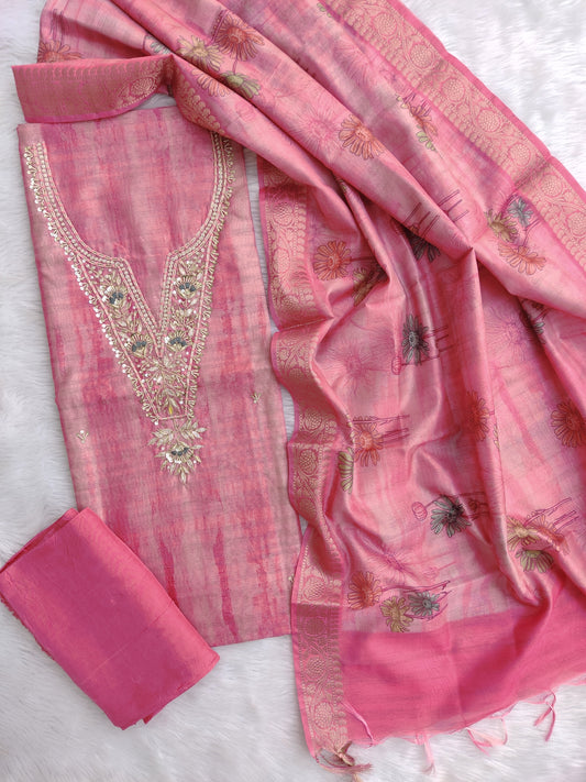 NEW LAUNCH                                    ELEGANT CHANDERI GOTA PATTI SUIT SET WITH CHANDERI DIGITAL PRINTED DUPATTA