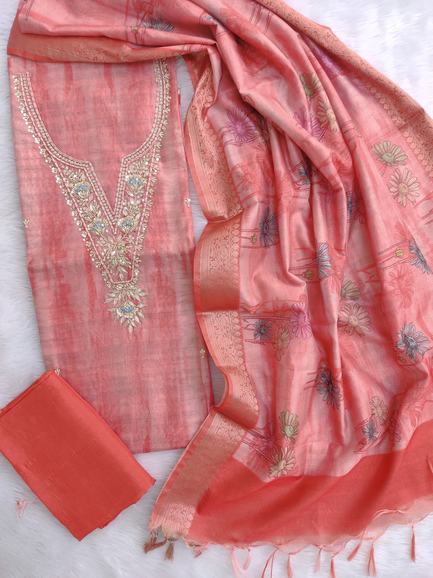 NEW LAUNCH                                    ELEGANT CHANDERI GOTA PATTI SUIT SET WITH CHANDERI DIGITAL PRINTED DUPATTA
