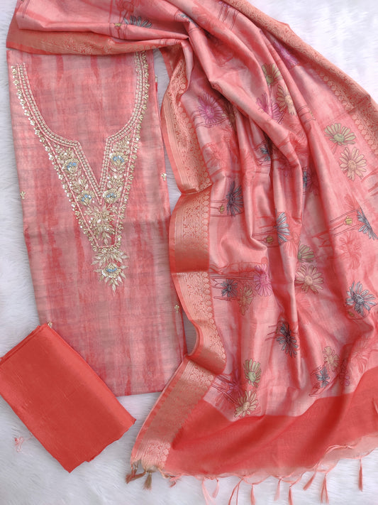 NEW LAUNCH                                    ELEGANT CHANDERI GOTA PATTI SUIT SET WITH CHANDERI DIGITAL PRINTED DUPATTA