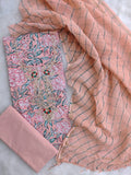 JAIPURI PRINTED GOTA PATTI NECK WORK SUITS WITH LEHRIYA KOTA DORIA DUPATTA