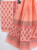Block Printed Cotton Suit with Mulmul dupatta