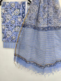 Hand Block Printed Cotton Suit with Cotton Kota Doria dupatta
