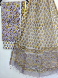 Hand Block Printed Cotton Suit with Cotton Kota Doria dupatta6.