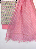 BLOCK PRINTED COTTON SUIT WITH LEHRIYA KOTA DORIA DUPATTA