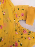 HAND PAINTED COTTON SUIT WITH PURE CHIFFON DUPATTA