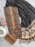 NEW LAUNCH                                    ELEGANT COTTON PRINTED NECK WORK SUIT SET WITH CHIFFON DUPATTA