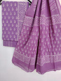 (DABU) Hand Block Printed Cotton Suit With Mulmul Cotton Dupatta