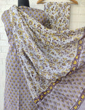 Hand Block Printed Cotton Suit With Mulmul Cotton Dupatta
