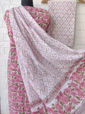 Hand Block Printed Cotton Suit With Mulmul Cotton Dupatta