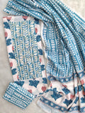(SALE) Exclusive Cotton Printed Neck Work Suits with mulmul dupatta1