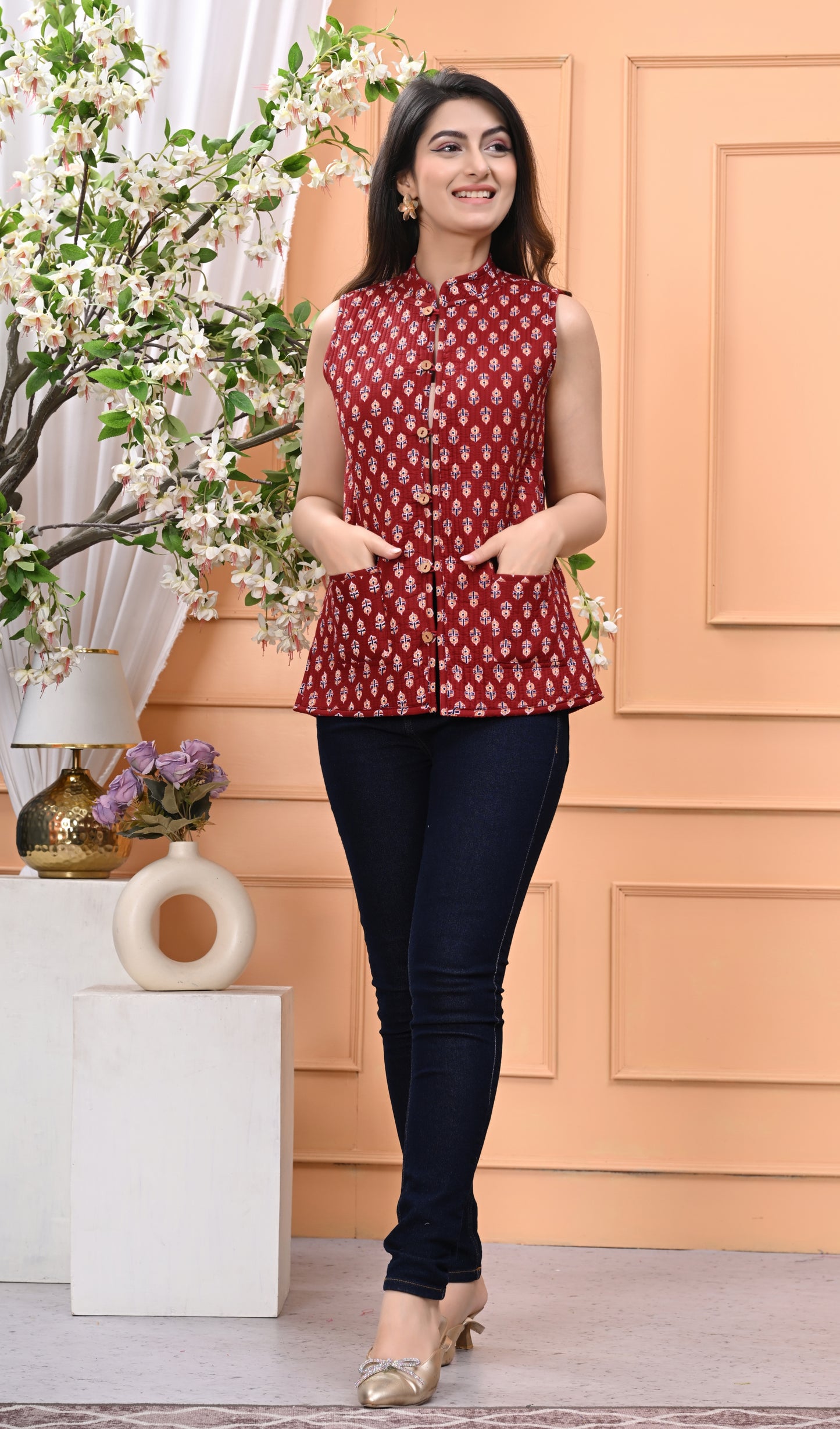 New Launch Jaipuri Reversible Quilted Cotton Sleeveless Jackets