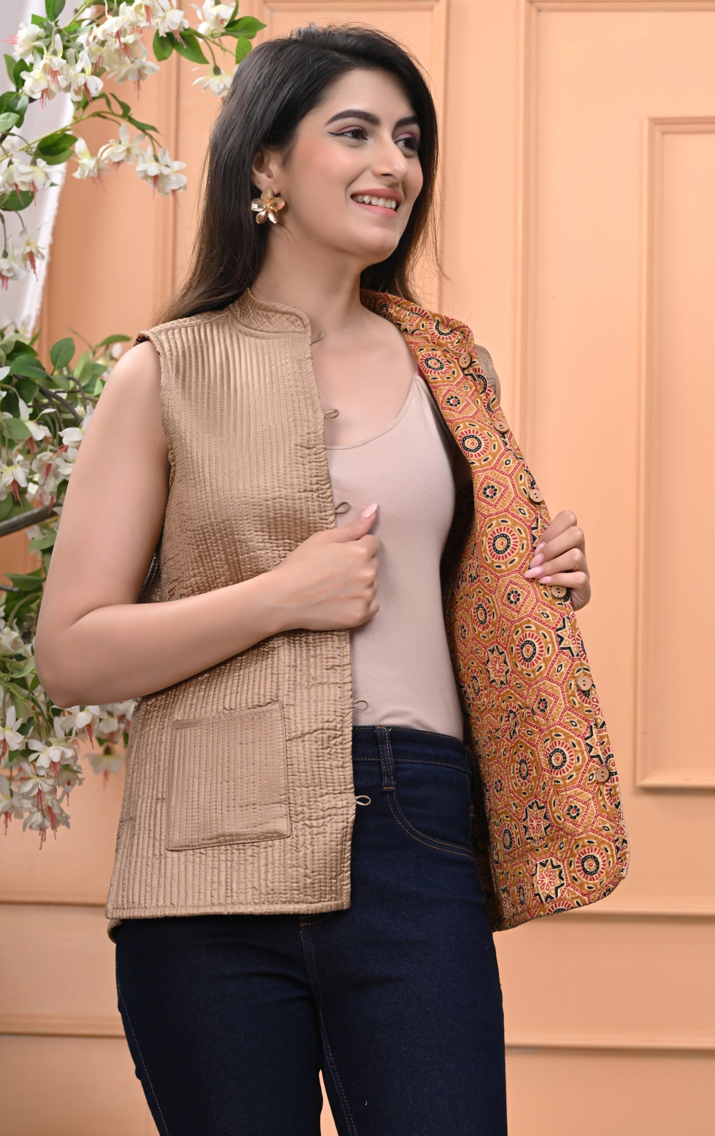 New Launch Jaipuri Reversible Quilted Cotton Sleeveless Jackets