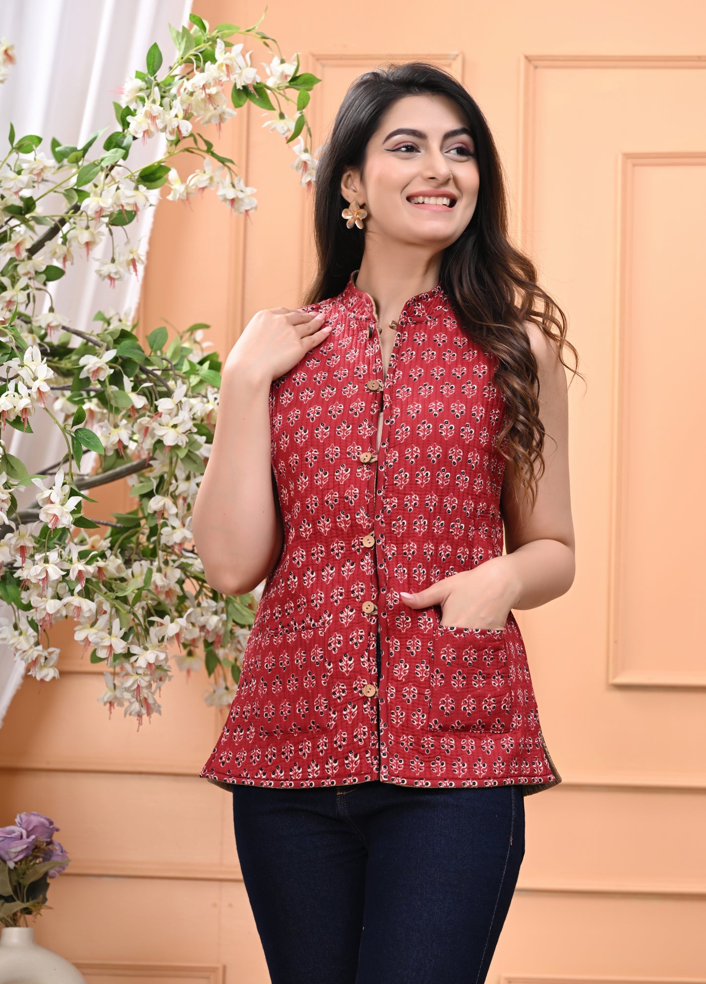 New Launch Jaipuri Reversible Quilted Cotton Sleeveless Jackets