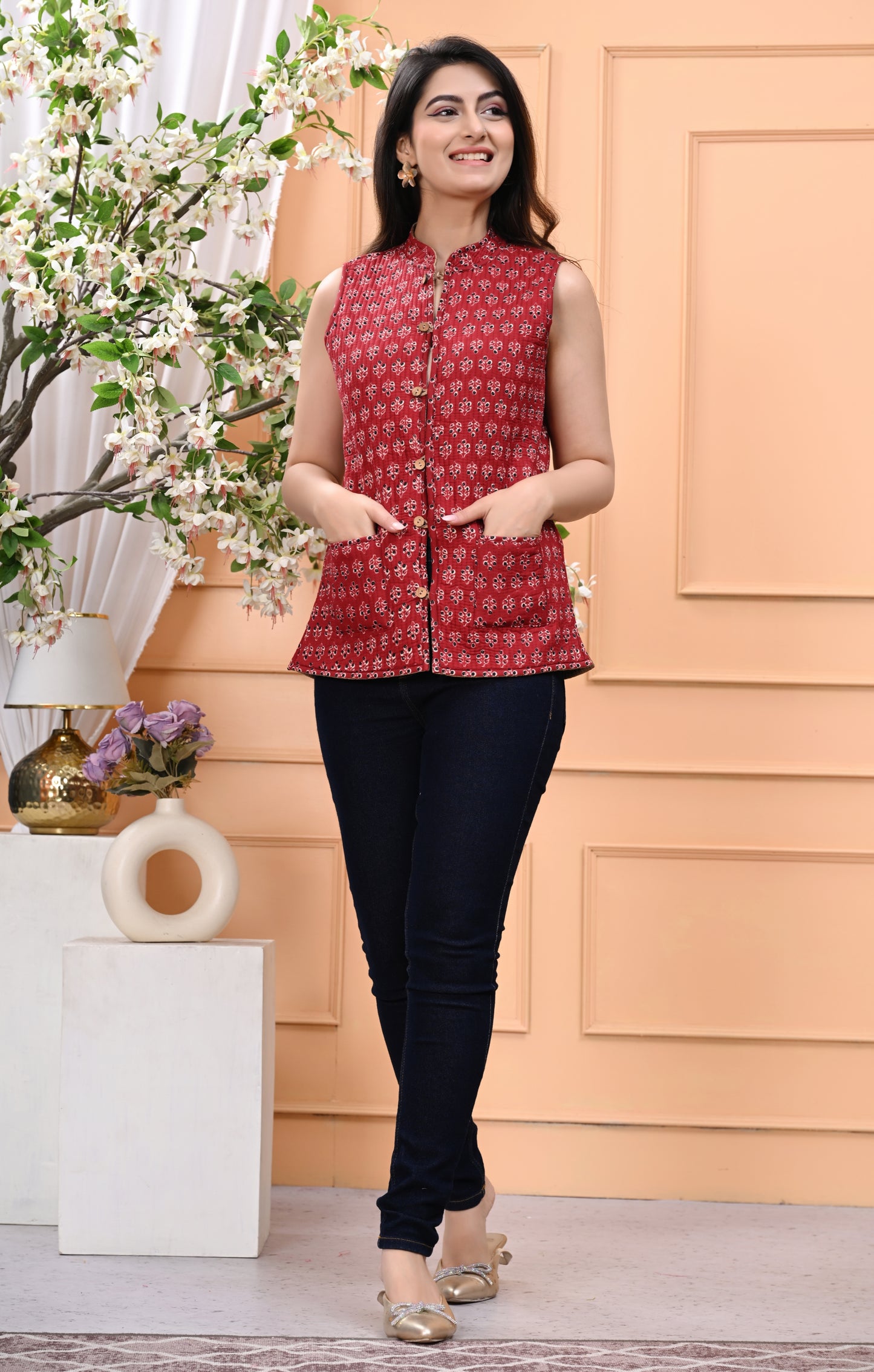 New Launch Jaipuri Reversible Quilted Cotton Sleeveless Jackets