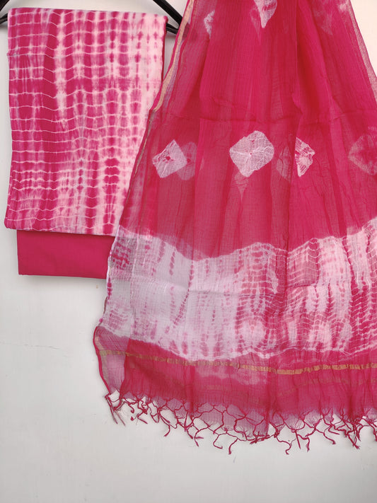 (SHIBORI) Printed Cotton Suit with Cotton Kota Doria dupatta