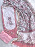 (SALE) HANDBLOCK PRINTED BOOTA PRINT WORK SUITS WITH KOTA DORIA DUPATTA