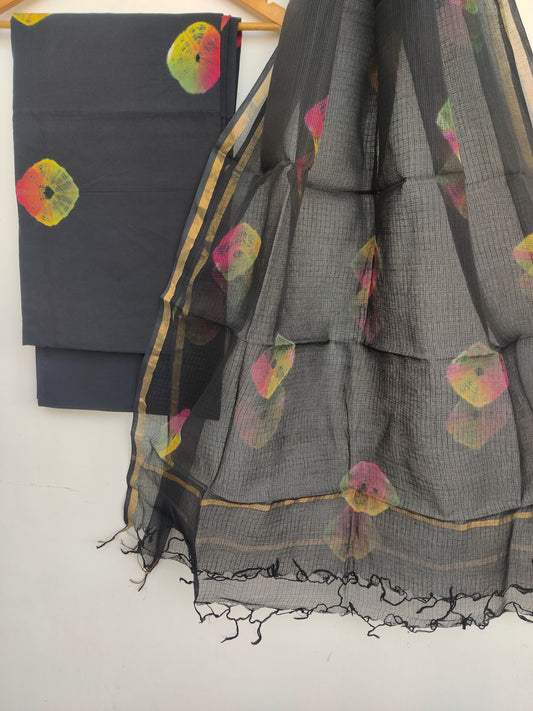 Hand Block Printed Cotton Suit with Cotton Kota Doria dupatta9