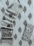 Hand Block Printed Cotton Schiffli Suit with Kota Doria Dupatta