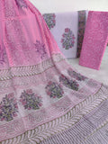 HAND BLOCK PRINTED COTTON SUIT WITH PURE CHIFFON DUPATTA