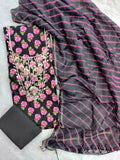 JAIPURI PRINTED GOTA PATTI NECK WORK SUITS WITH LEHRIYA KOTA DORIA DUPATTA