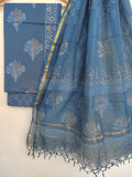 KHADI GOLD Hand Block Printed Cotton Suit with Cotton Kota Doria dupatta9