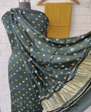 (SALE) Bandhej Modal Silk Suit with Modal Silk Lagdi Patta Dupatta