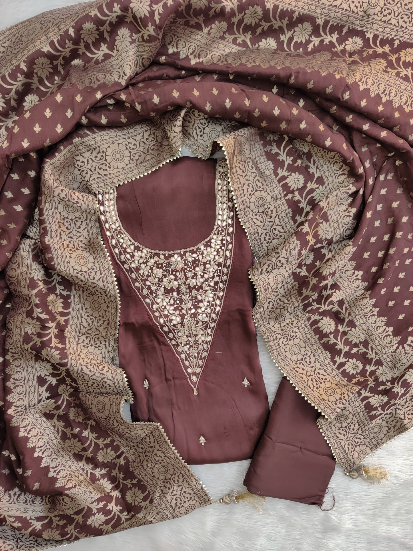 GAJI SILK GOTA PATTI SUIT WITH GAJI SILK DUPATTA