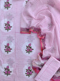 (BOOTA) Hand Block Printed Cotton Suit with Cotton Kota Doria dupatta