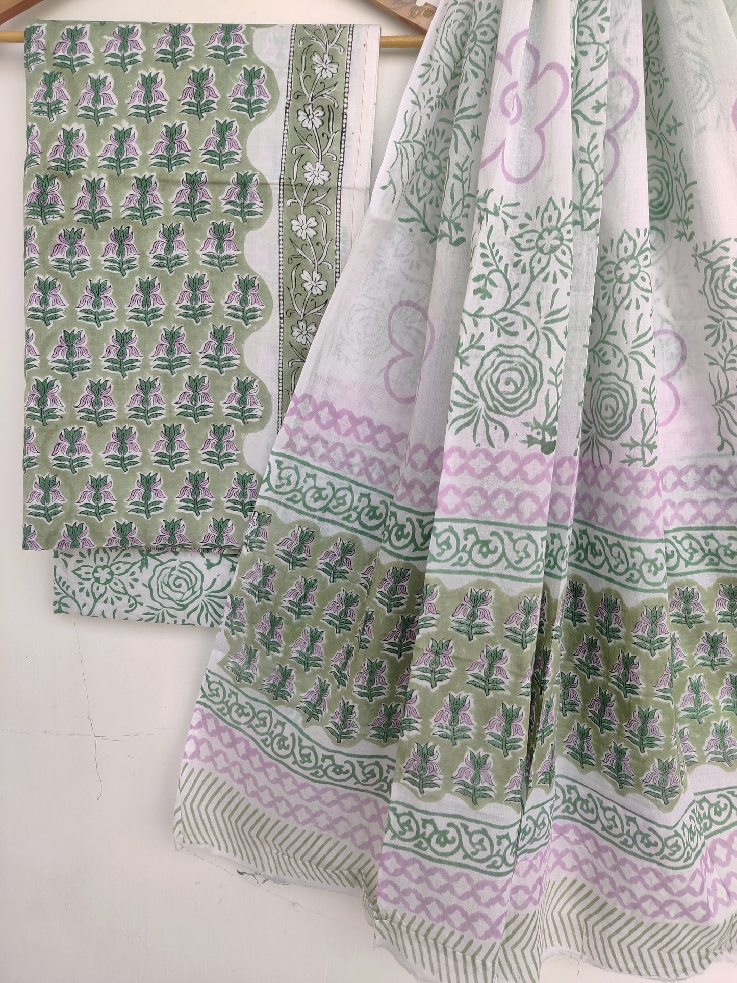 Hand Block Printed Cotton Suit With Mulmul Cotton Dupatta1