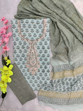 FLORAL PRINTED COTTON GOTA PATTI SUIT WITH CHIFFON DUPATTA