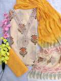 FLORAL PRINTED COTTON GOTA PATTI SUIT WITH CHIFFON DUPATTA