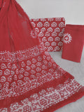 BATIK COTTON SUIT WITH PURE CHIFFON DUPATTA