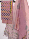 (SALE) Hand Block Printed Cotton Suit with Cotton Kota Doria dupatta