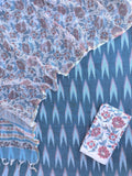 Handloom Weave Ikat Suit with Kota Doria Dupatta