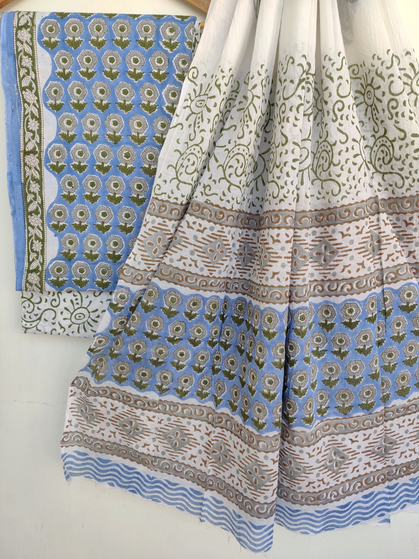 Cotton Block Printed Cotton Suit with mulmul cotton Dupatta
