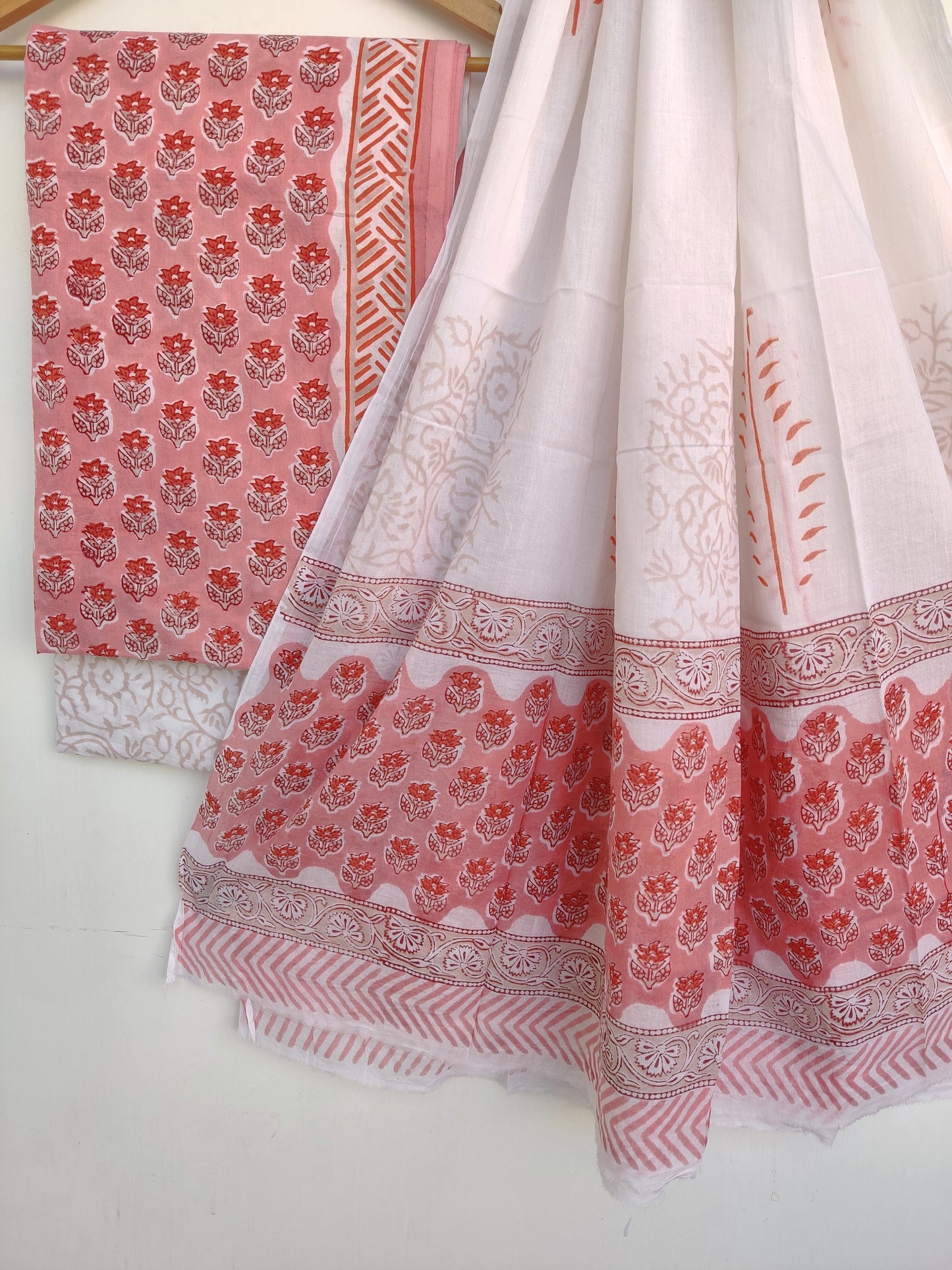 Cotton Block Printed Cotton Suit with mulmul cotton Dupatta