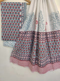 Cotton Block Printed Cotton Suit with mulmul cotton Dupatta