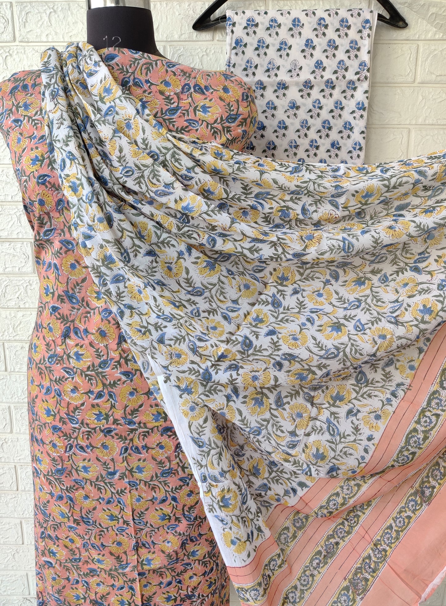 Cotton Block Printed Cotton Suit with mulmul cotton Dupatta