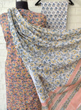 Cotton Block Printed Cotton Suit with mulmul cotton Dupatta