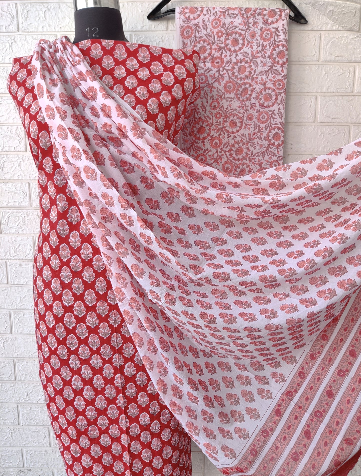 Cotton Block Printed Cotton Suit with mulmul cotton Dupatta