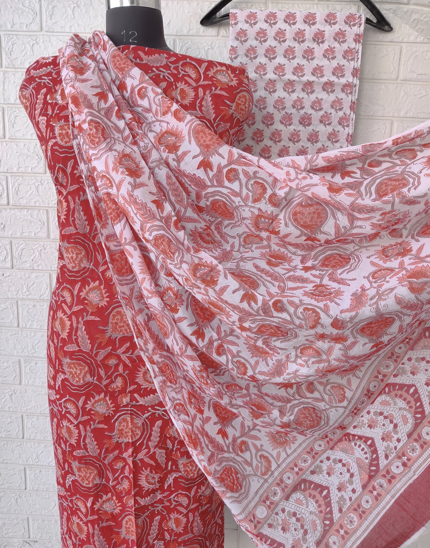 Cotton Block Printed Cotton Suit with mulmul cotton Dupatta
