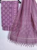 Discharge Hand Block Printed Cotton Suit with Cotton Kota Doria dupatta6.