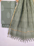 Discharge Hand Block Printed Cotton Suit with Cotton Kota Doria dupatta6.