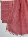 Discharge Hand Block Printed Cotton Suit with Cotton Kota Doria dupatta6.