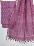 Discharge Hand Block Printed Cotton Suit with Cotton Kota Doria dupatta6.
