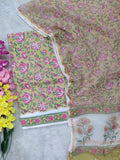 (All over) Hand Block Printed Cotton Suit with Cotton Kota Doria dupatta