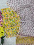 (All over) Hand Block Printed Cotton Suit with Cotton Kota Doria dupatta