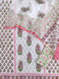 Boota Hand Block Printed Cotton Suit with Cotton Kota Doria dupatta